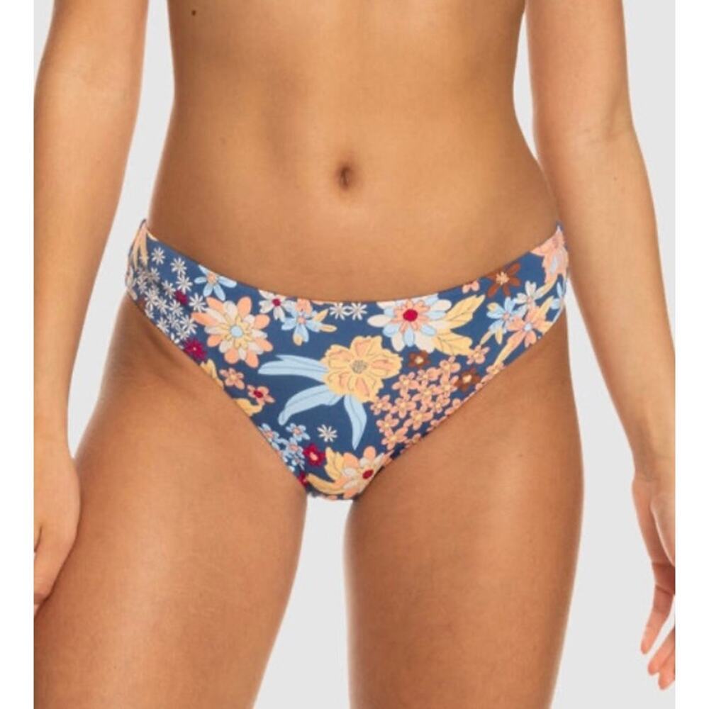 NEW ROXY Women’s XS Bijou Blue Printed Beach Classics Hipster Bikini Bottoms NWT